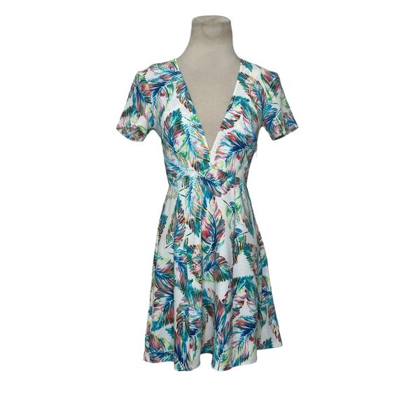 Show Me Your Mumu white blue tropical print mini dress size Small - Picture 10 of 15